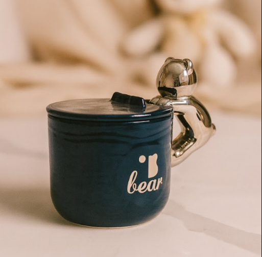 Izzhaar Cuddle Bear Blush Mug with Lid – “Perfect” Edition