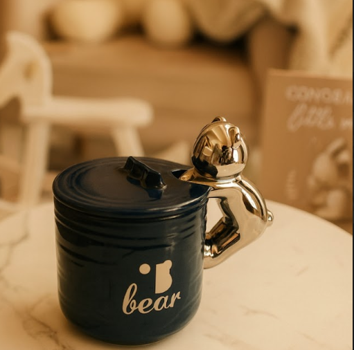 Izzhaar Cuddle Bear Blush Mug with Lid – “Perfect” Edition