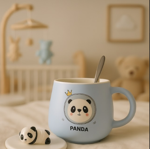 Izzhaar “Little Panda Snuggle Mug” with Ceramic Panda Lid